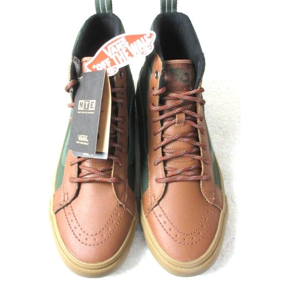 Vans Men's Sk8-Hi MTE-1 All Weather Boots Green Gum Brown Leather Size 8.5 NIB - Picture 2 of 5